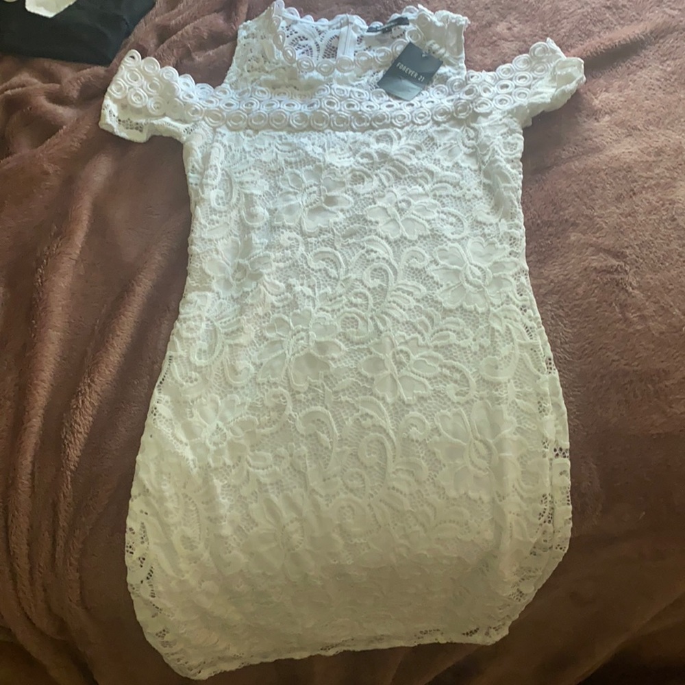White ambiance forever 21 fitted dress large
